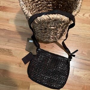 Vilenca Holland Anthropologie Brown Woven Crossbody Shoulder Bag